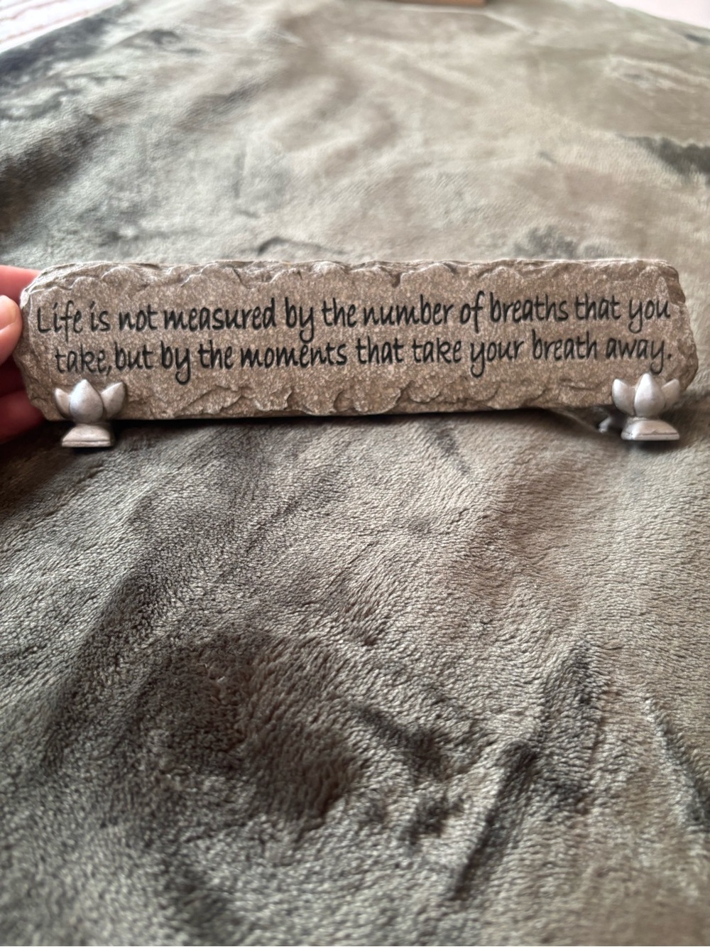 Inspirational Stone Plaque - 'Life is not measured...' - Gray